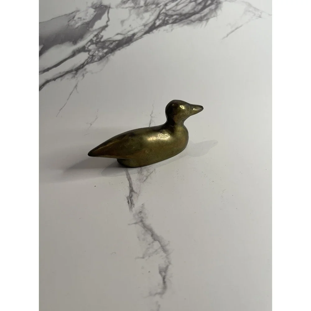 Small Brass Duck Paperweight Bird Figurine Approx. 3